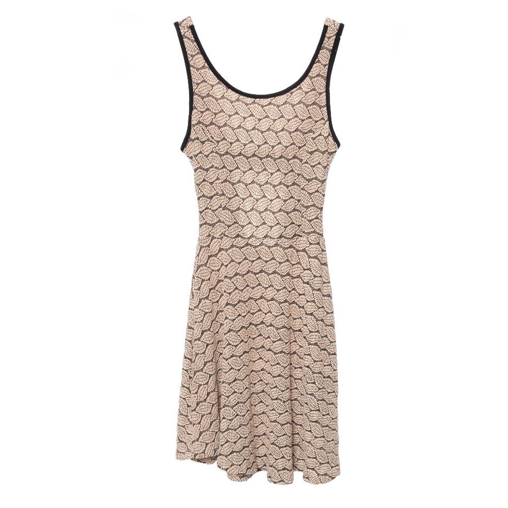 Feline Stretchy Textured Peach Fit & Flare Dress with Cutout Back Size Medium